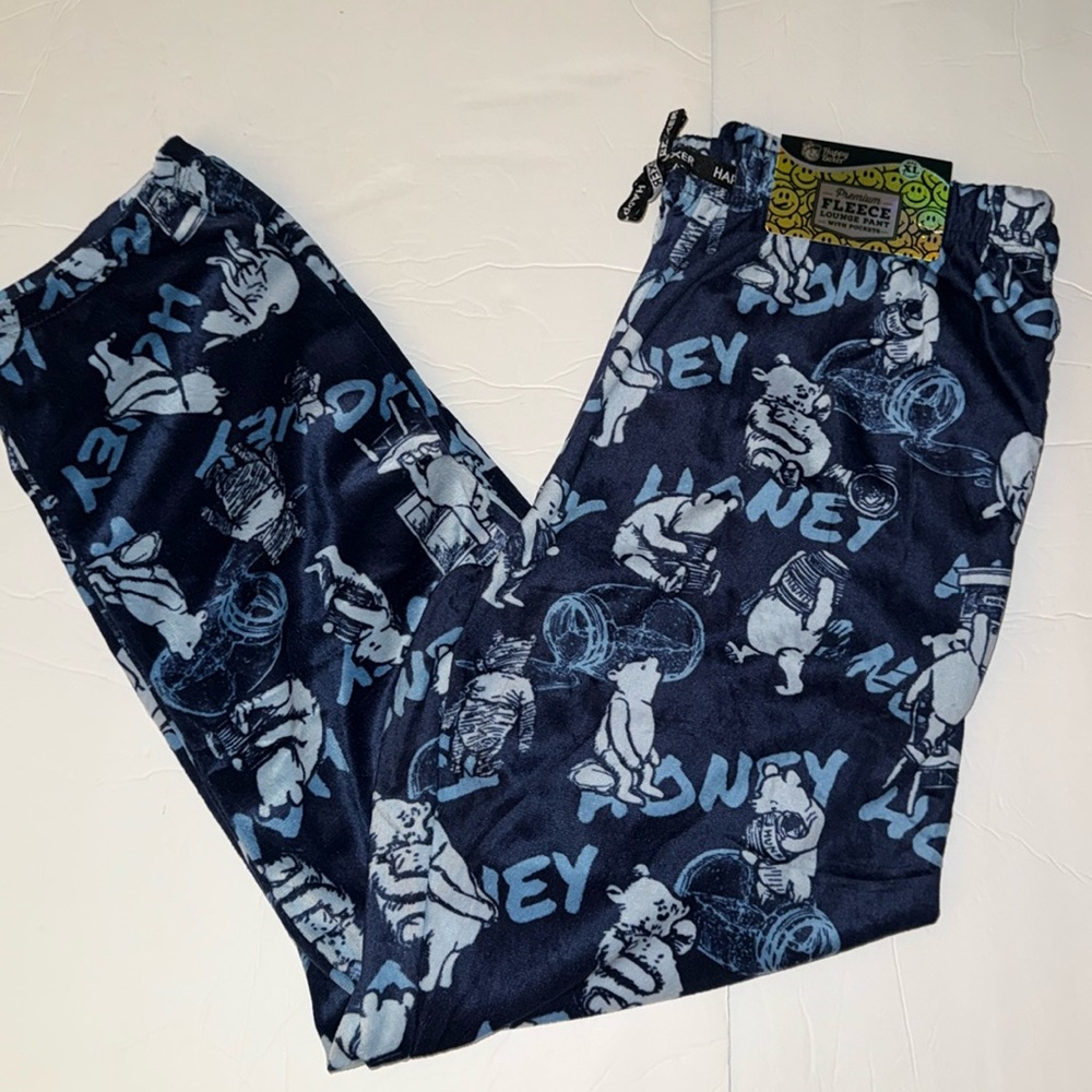 Happy Boxer Men's Christmas Minky Fleece Sleep Pajama Pants Winnie The Pooh XL